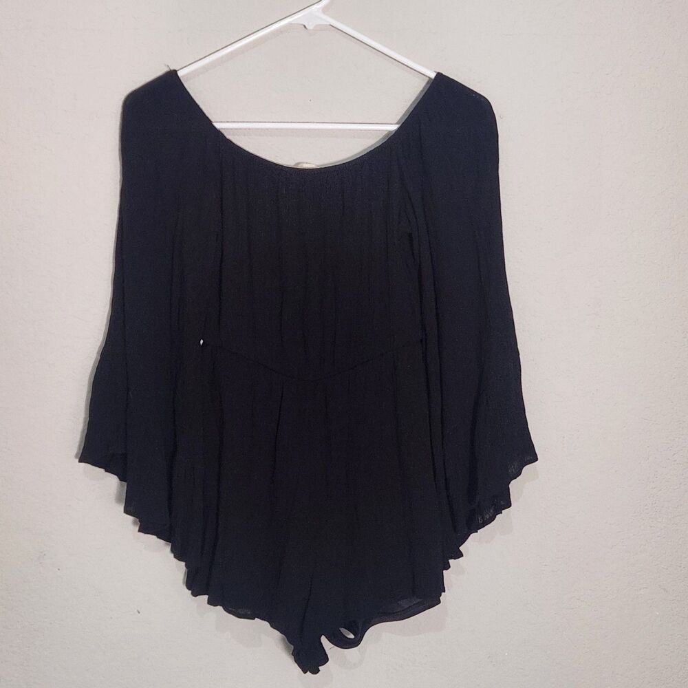 Altar'd State Black Bell Sleeve Romper Womens XS Boho‎ Flowy Festival Chic